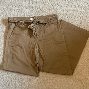 A New Day Khaki Flare Work Pants with Bow Tie waist